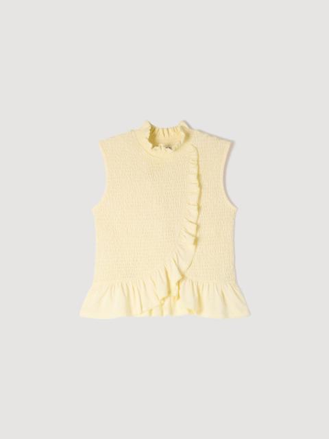 Sandro RUFFLED SMOCKED TOP