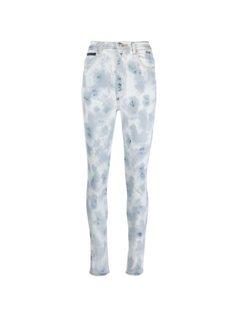 high-waisted tie-dye jeggings