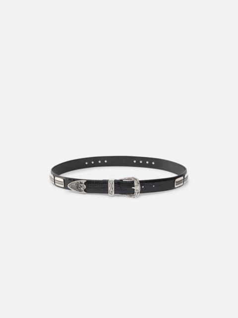 PINKO TEXAN BELT IN CROCODILE-PRINT LEATHER, 3 CM