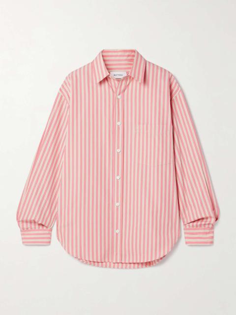 MATTEAU Striped organic cotton-poplin shirt Pink