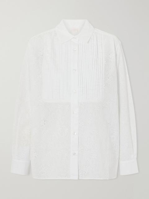 LORETTA CAPONI Arabelle Pleated Broderie Anglaise Cotton Shirt