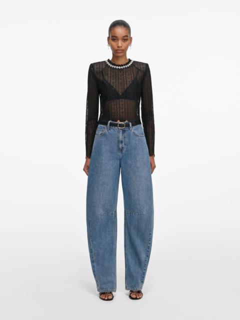 self-portrait Black Organza Lace Top