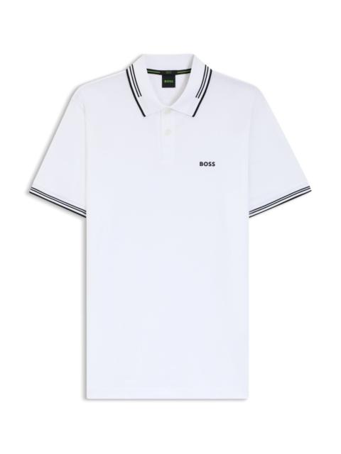 BOSS STRETCH-COTTON SLIM-FIT POLO SHIRT WITH BRANDING