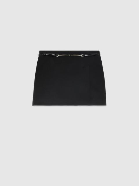 GUCCI Silk wool mini skirt with Horsebit