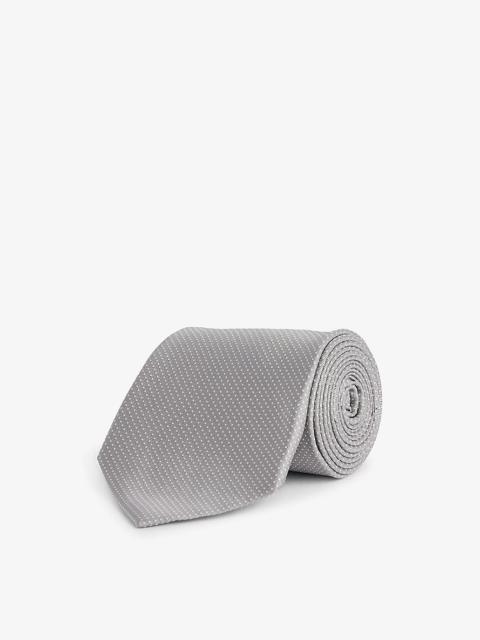 Mini dot-embroidered silk tie