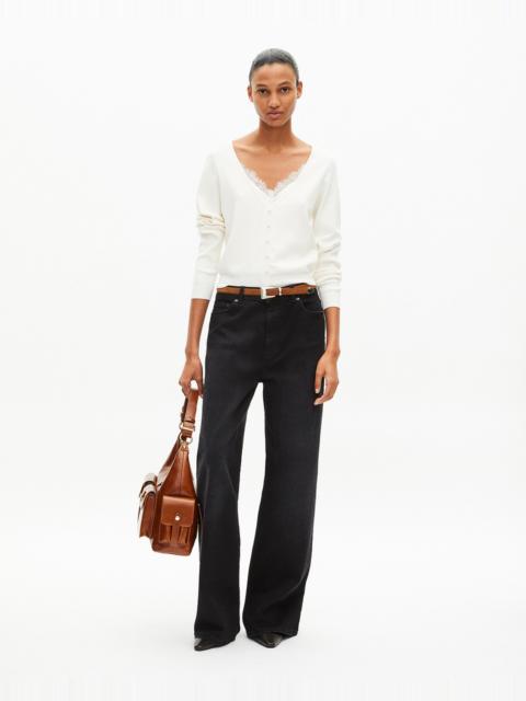The Kooples TROMPE L'OEIL EFFECT SWEATER WITH ECRU LACE