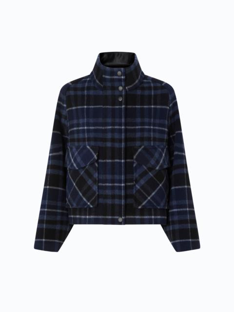 PINKO DOUBLE-LAYERED CLOTH PEA COAT WITH CHECK PATTERN