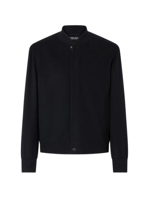 ZEGNA Zegna Navy Blue Oasi Cashmere-elements Bomber Jacket
