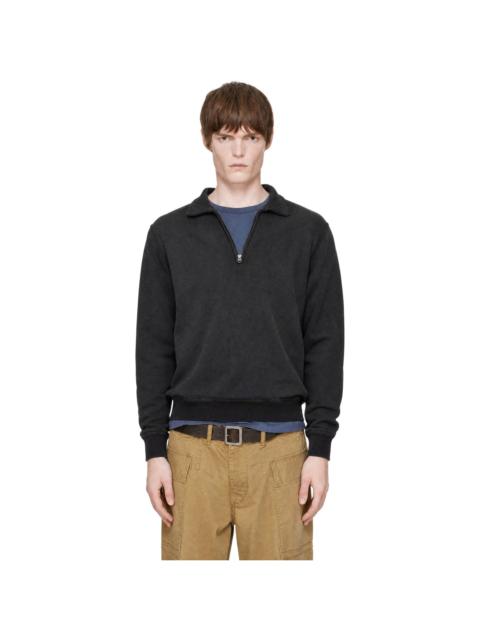RRL by Ralph Lauren Black Terry Quarter-Zip Sweatshirt