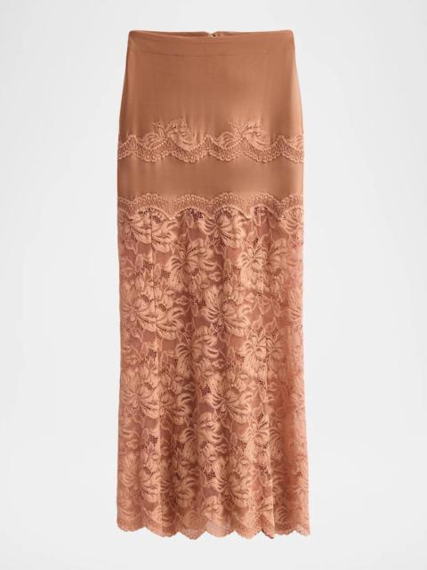 CAROLINA HERRERA Lace-Trimmed Maxi Skirt