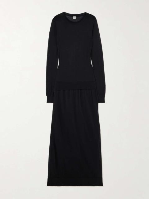 Totême Silk-blend maxi dress Black