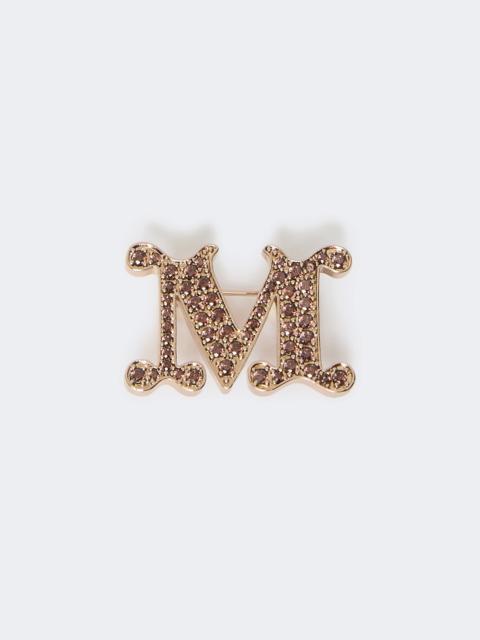Max Mara FACELLA Monogram brooch with crystals - CAMEL