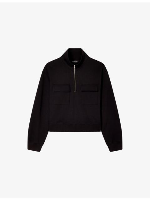 WHISTLES Funnel-Neck Quarter-Zip Cotton-Blend Sweatshirt