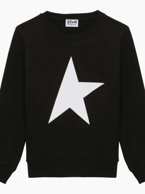 Black cotton crewneck sweatshirt with logo print