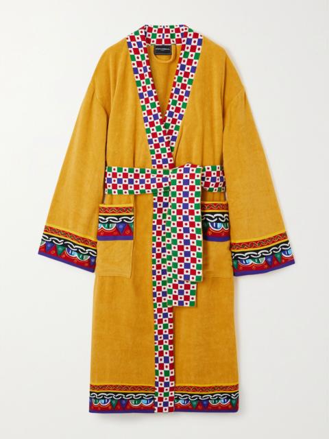 Dolce & Gabbana Printed cotton-terry robe Yellow