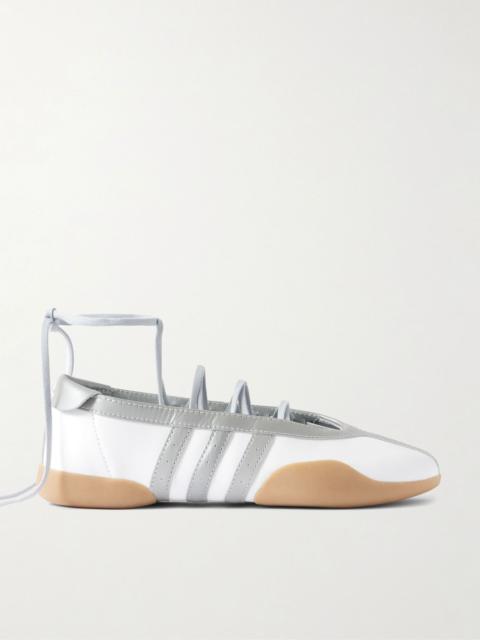 adidas Originals Taekwondo Mei Ballet metallic leather-trimmed leather sneakers Silver
