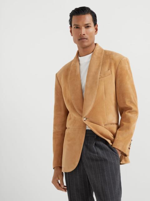Brunello Cucinelli Country suede blazer with shawl lapels