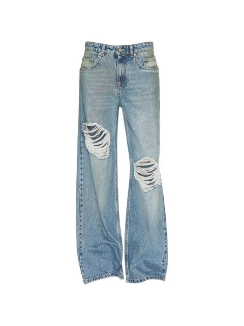 AREA Crystal Fray ripped jeans