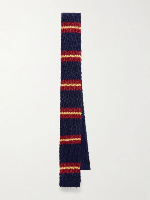 BEAMS PLUS 4cm Striped SIlk Tie Navy