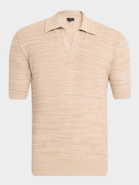 Etro Men's Johnny Collar Open-Knit Polo Sweater