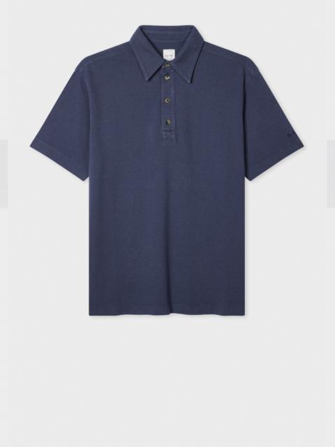 Paul Smith Washed Blue Cotton-Linen Polo Shirt