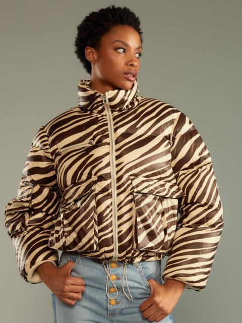 CYNTHIA ROWLEY Zebra Down Puffer Jacket