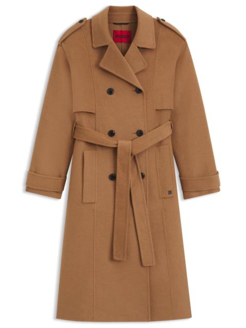HUGO RELAXED-FIT TRENCH COAT WITH STACKED-LOGO RIVET
