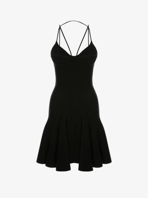 Fluted Mini Dress in Black
