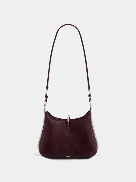 rabanne MEDIUM RING BAG IN DARK BURGUNDY TEXTURED LEATHER