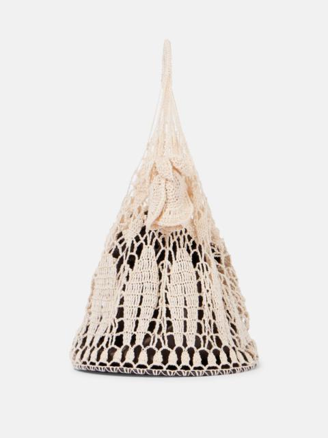 MAGDA BUTRYM Floral-appliqué crochet tote bag