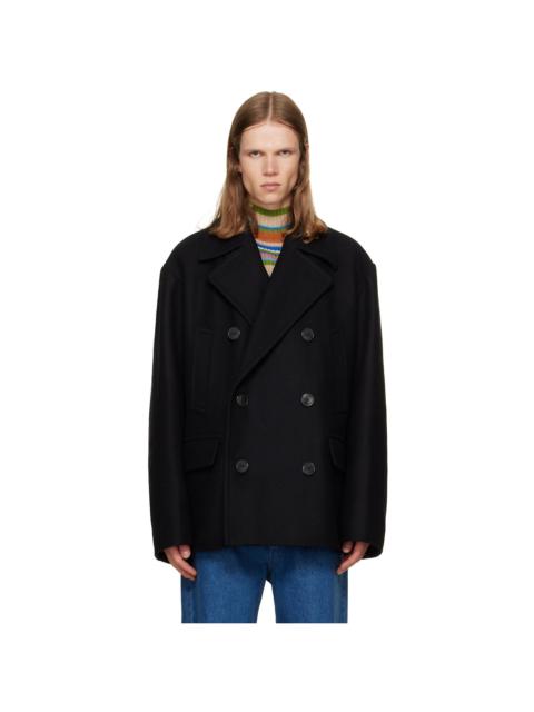 Dries Van Noten Black Double-Breasted Coat