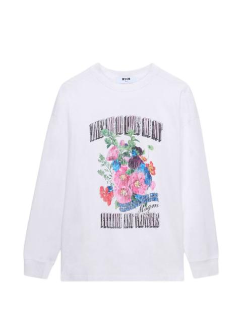 MSGM floral print long sleeve T-shirt
