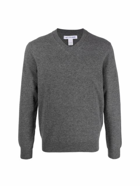 V-neck fine-knit jumper