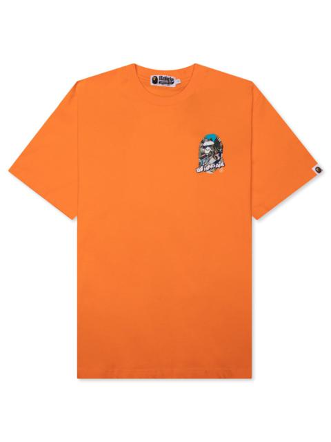 COMIC ART APE HEAD RELAXED FIT TEE - ORANGE