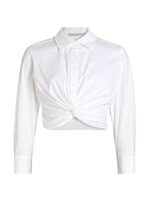 Alice + Olivia Women's Phebe Cotton-Blend Twist-Front Shirt - Off White
