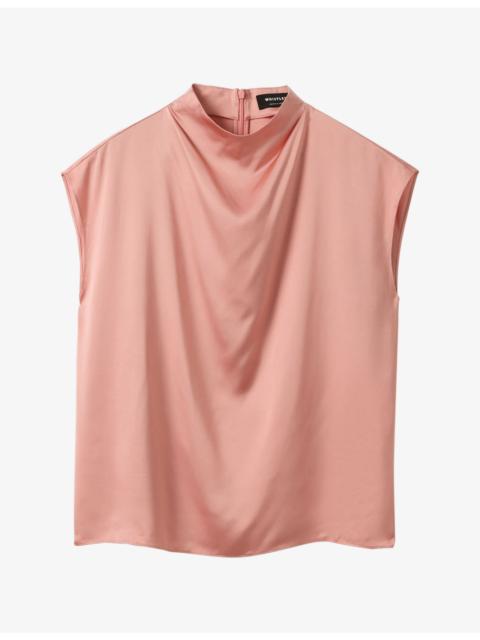 WHISTLES Cowl-Neck Relaxed-Fit Satin Blouse