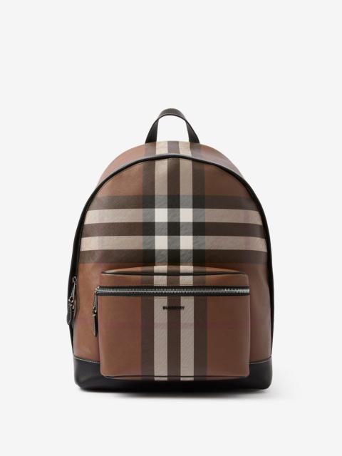 Check and Leather Backpack