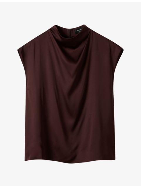 WHISTLES Draped Cowl-Neck Woven Top