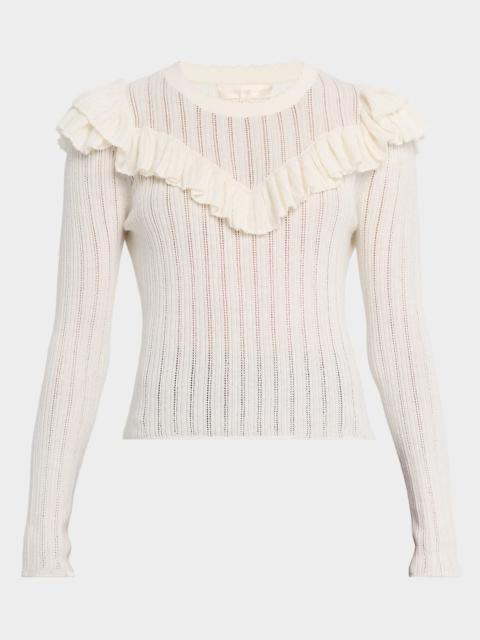 LoveShackFancy Presla Pointelle Ruffle Sweater