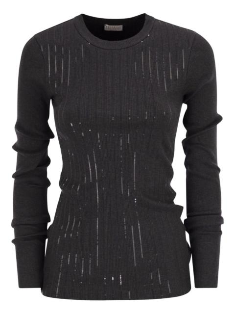 Brunello Cucinelli sequin-stripe T-shirt