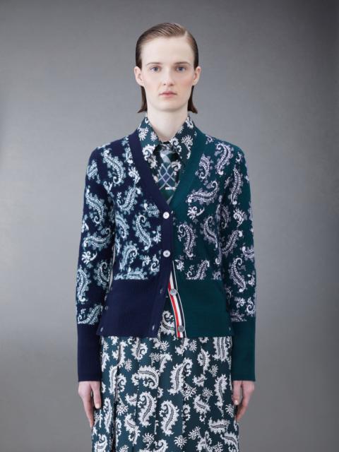 Thom Browne Paisley Merino V-neck Cardigan