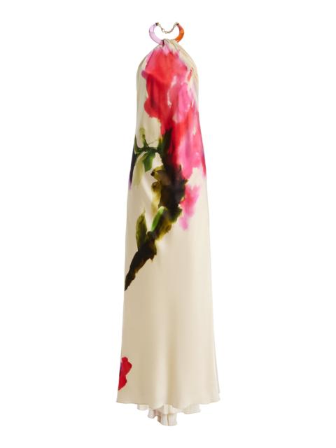 SILVIA TCHERASSI Jesse Satin Halter Maxi Dress multi