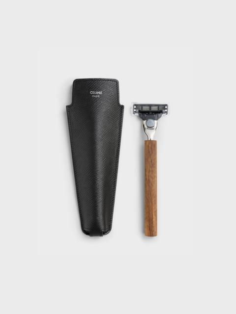 CELINE Wood Razor Case with Case in Grained Calfskin