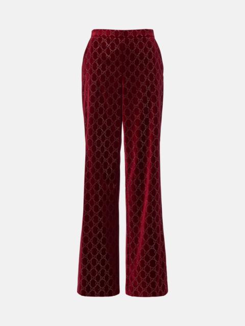 GUCCI GG cotton velvet wide-leg pants