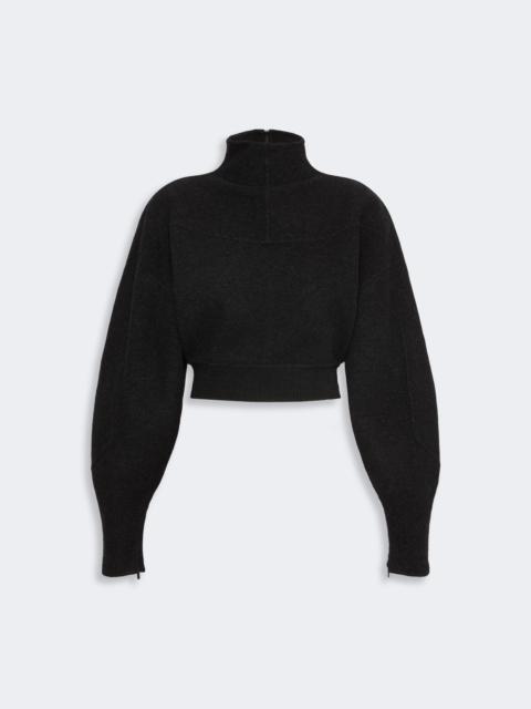 Max Mara ARMONY Cropped wool and cashmere jersey sweatshirt - DARK GREY