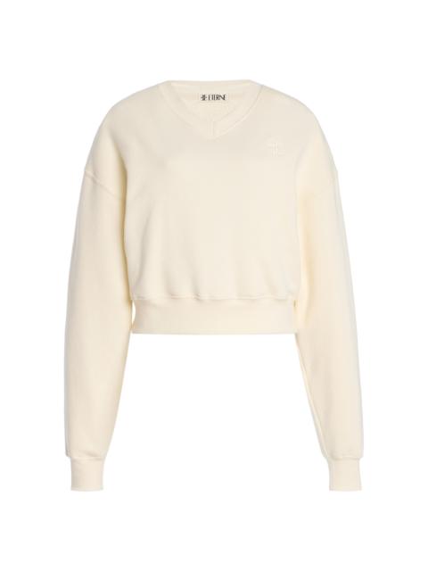 ÉTERNE Cropped Cotton-Modal Sweatshirt white