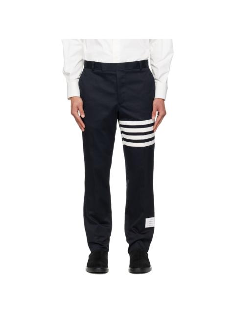 Thom Browne Navy Cotton Twill 4-Bar Unconstructed Chino Trousers