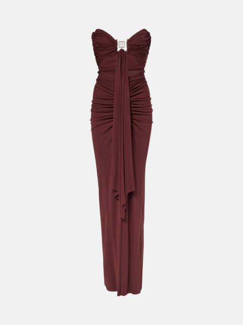 Bezel Quartz cutout strapless jersey gown