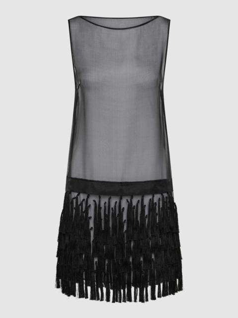 Tassel Shift Mini Dress - Black