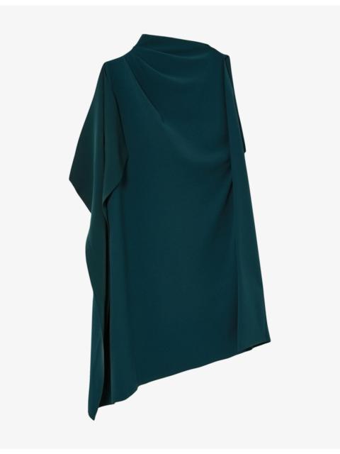 REISS Ellery One-Shoulder Draped Woven Mini Dress